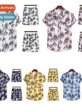 2022 Hawaii Collecti Beach Style Su Collar Printed Short Sle