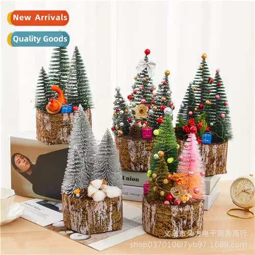 Simulati green pine needles small bsai set Christmas e potte