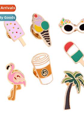 New Jewelry Carto Brooch Cocut Flamingo Fun Brooch Badge