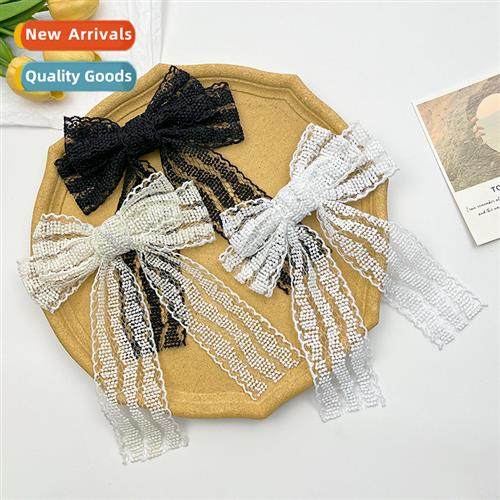 2023 new large lace floral bow fluttering ribb hair clips fe