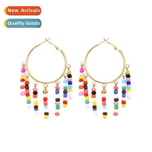 Small incense retro Hg Kg style rice beads earrings light lu