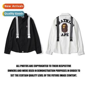 Shirt Shir Ape Whe Casual Mens Strap Fake Head Tide Japanese