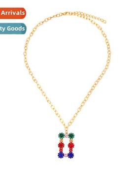 Simple persalized new diamd rectangular pendant necklace cre