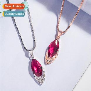 necklace female Rose collarbe colored pendant ruby