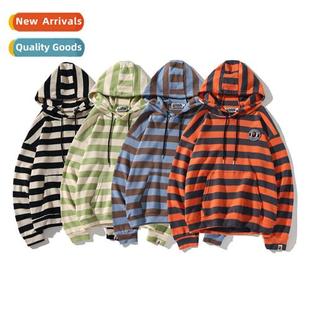 head striped sweater shark men thin ape pocket Tide kangaroo