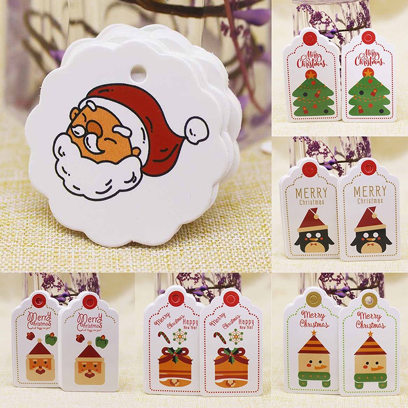 50pcs christmas kraft paper tags handmade diy hang tag gift