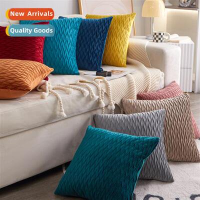 Solid color crinkle Dutch velvet striped solid color pillow