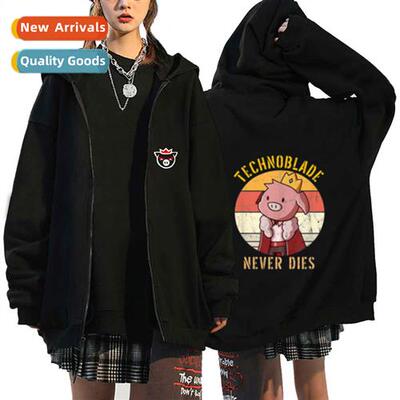 2022 new pig god technoblade print mens  womens zipper sweat