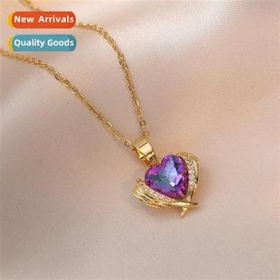 heart sea crystal female color love Necklace necklace