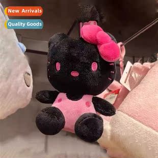 Japanese cut pendant heart girl doll plush cat lear Black