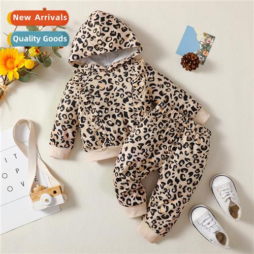 Girls spring  fall  2022 new n leopard print hooded lg-sleev