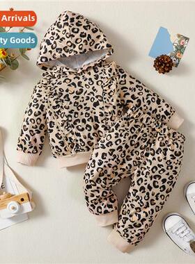 Girls spring  fall  2022 new n leopard print hooded lg-sleev