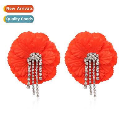 New simple flower tassel earrings sent to bohemian fabric wh