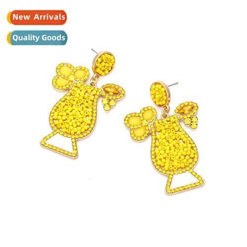 New simple creative alloy diamd earrings retro fashi colorfu