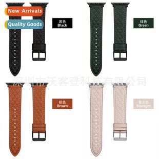pattern diamond straight leather apple 适用apple strap watch