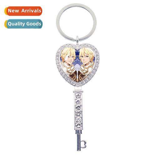 Fashi Anime Genshin Impact Glass Round Heart Pendant Keychai