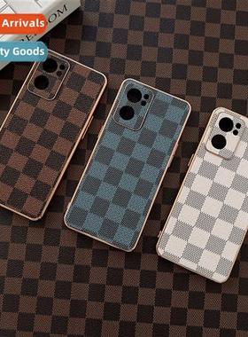 Ins style 适用OPPO Reno9pro plating checkerboard pattern ren