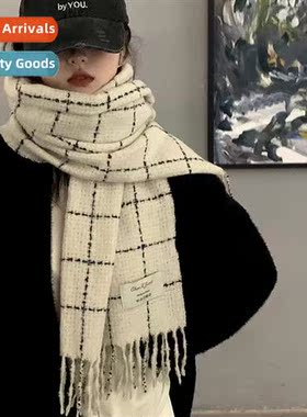 Plaid scarf female winter 2023 new Korean atmosphere   imati