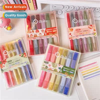 Dual st tip highlighter light color students wh macar color