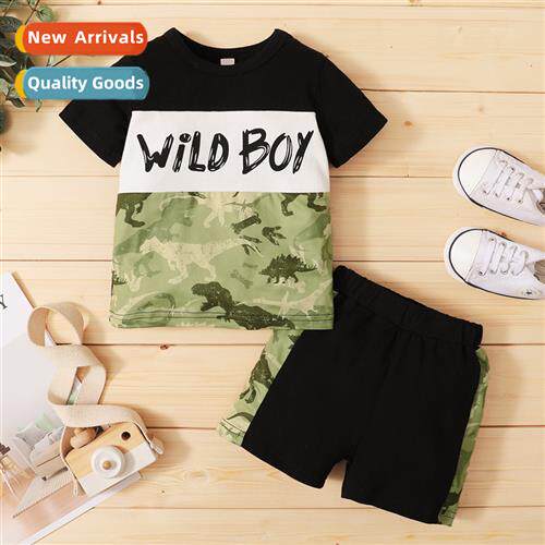 Boys spring  autumn  2021 new n short-sleeved letter print t