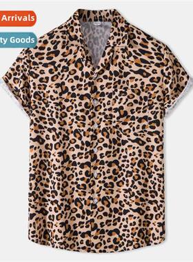 22 summer new Hawaiian beach style Cuban collar digal printi