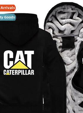 Side seam pockets black collarless hooded thickened wh liner