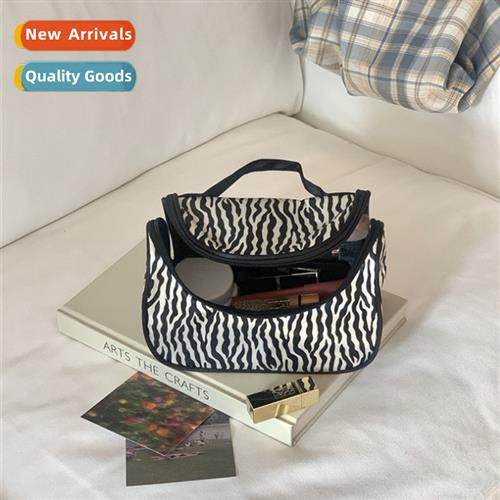 Korea ins retro style zebra print cosmetic bag large capacy