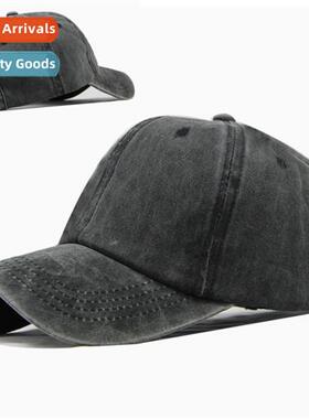 Hat female summer pytail baseball cap washed cott solid colo
