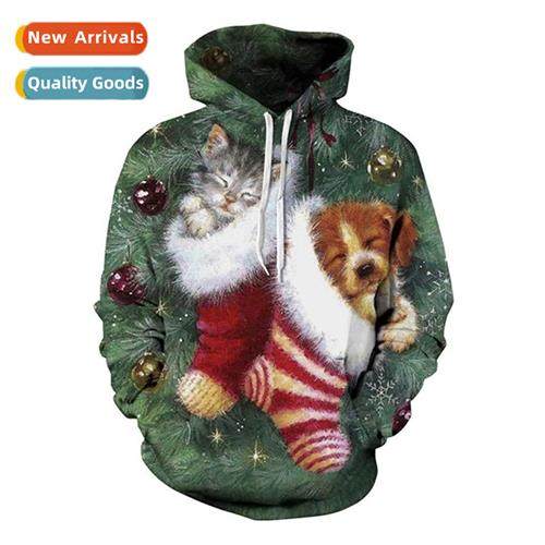 2021 New Christmas 3d Printed Sweatshirt Hoodie Round Neck P