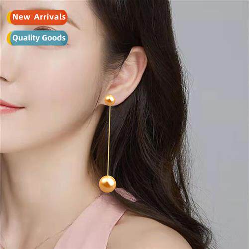 8 wh 10MM natural gold-colored shell beads earwires female p