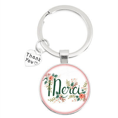 Fashiable Teacher Gift Optical Gemste Keychain Glass Dome Ca