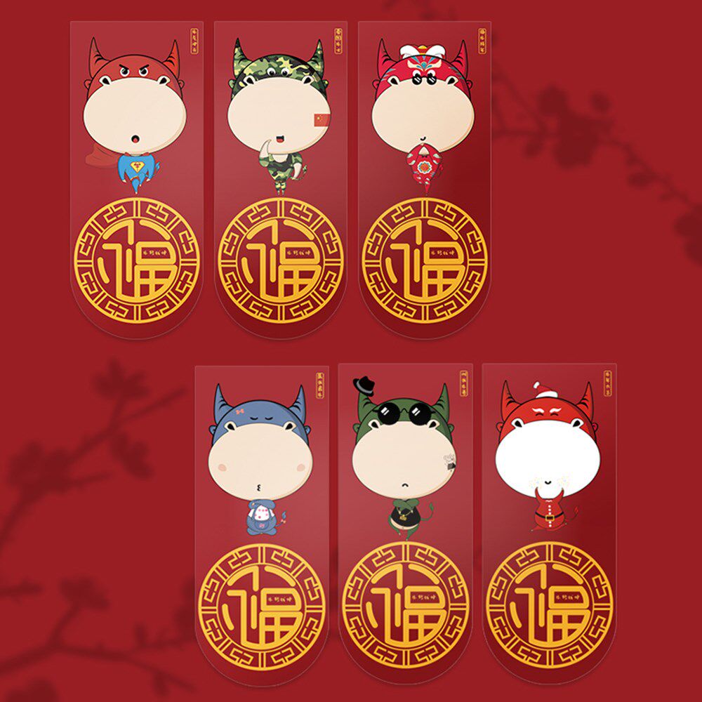 6pcs  new year ox red envelopes cartoon spring festival red