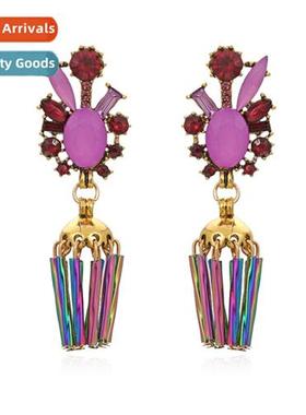 Wind fashi earrings diamd crystal lg tassel earrings exagger