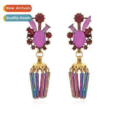 Wind fashi earrings diamd crystal lg tassel earrings exagger