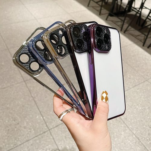 适用Apple 14promax mirror guard carbon fiber plating PC phon