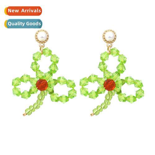 Japan  South Korea niche    rice beads woven flowers earring