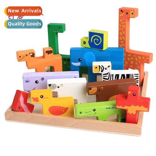 Wooden animal large particle block puzzle childrens early ed