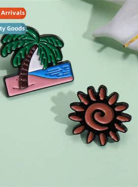 New cute rabb animal brooch cocut e sun love shape metal bad