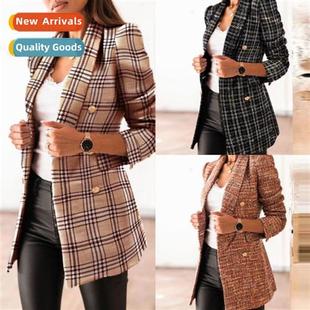 Sleeve Collar Fall Printe Winter Breasted 2021 Double