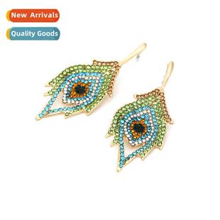 Retro temperament creative alloy inlaid diamd fear earrings