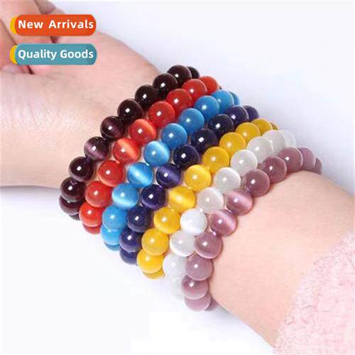 Colorful Whe Cats Eye Ste Bracelet Simple Green Pink Blue St