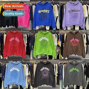 Womens Sp5der Terry Thug Swea Hoodie Mens Pink Young 555555