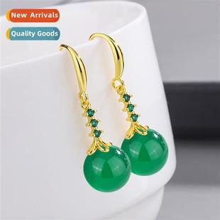 natural blue whe S925 agate silver green earrings sterling