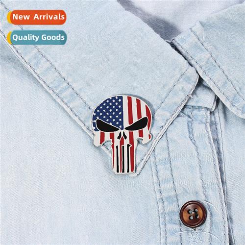 Punisher Brooch Skull Flag Pin Lapel Pin European and Americ