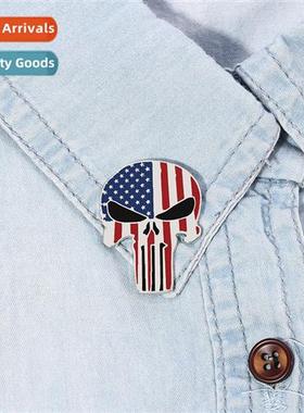 Punisher Brooch Skull Flag Pin Lapel Pin European and Americ