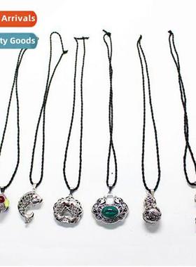 retro features lg black rope pendant necklace vintage pendan