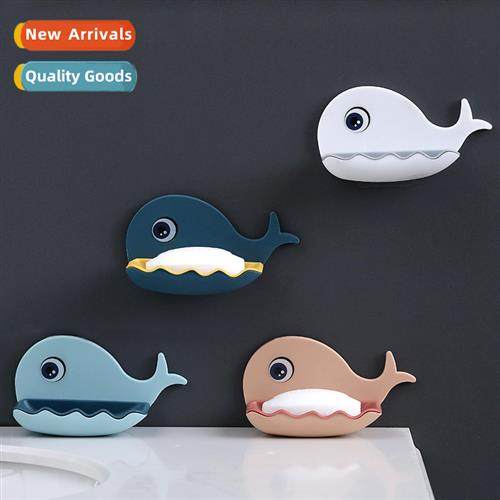 Whale-shaped no-punch soap holder bathroom draining soap box