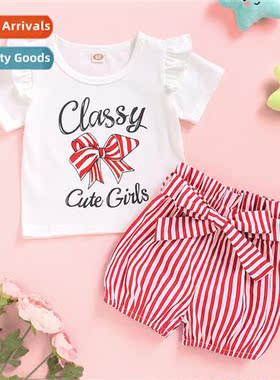 Girls spring  fall 2021 new n short-sleeved letter print top