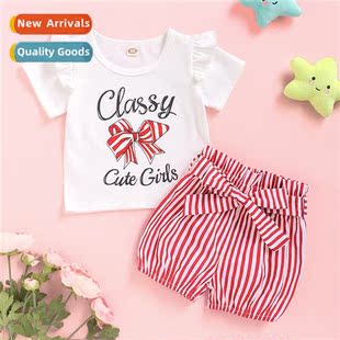 short top fall print letter sleeved new 2021 spring Girls