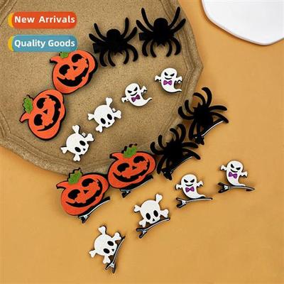 Halloween skull pumpkin ghost small hairpin female simple pe